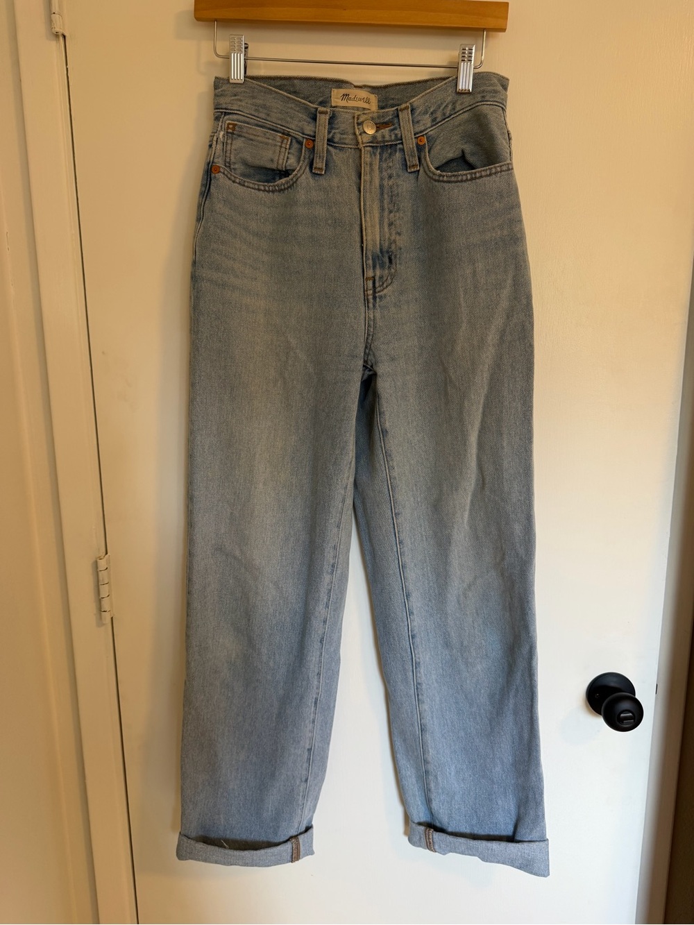 Madewell Light Blue High-Rise Baggy Straight-Leg Jeans